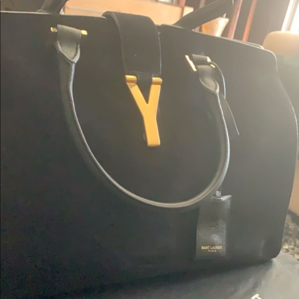 Authentic Large Suede Yves Saint Laurent Cabas Tote
